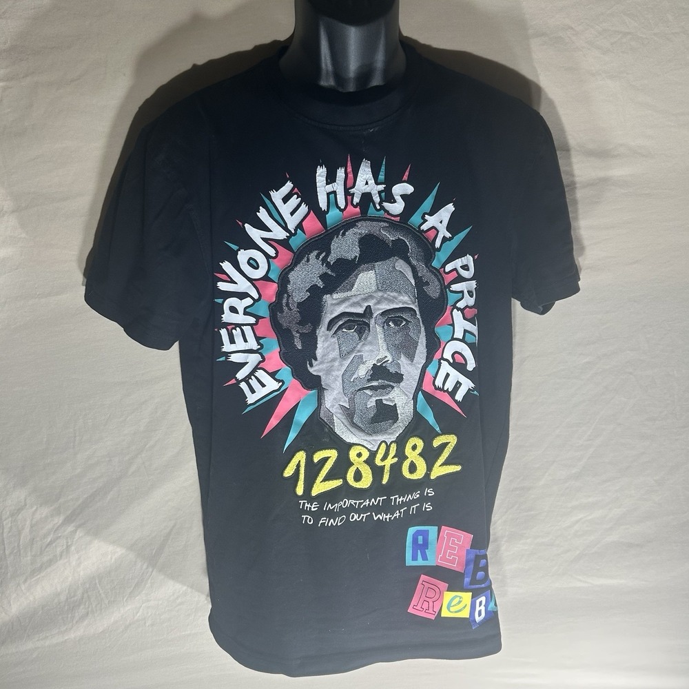 Rebel Minds Pablo Escobar T-Shirt Mens Medium Black Everyone Has A Price